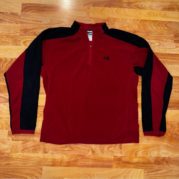 Vtg The North Face Red Burgundy 1/4 Zip Fleece Pullover Men’s Sz Med TNF Fleece - Picture 1 of 16